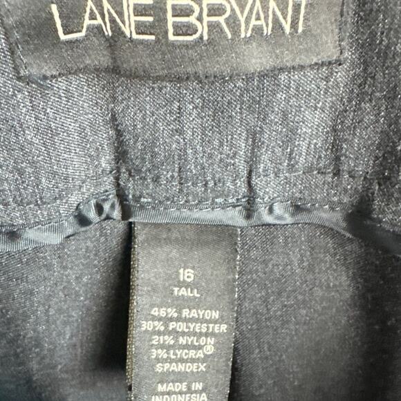 Lane Bryant Cropped Pleated Trousers Dark Gray Rayon Blend Office Size 16 Tall - Picture 6 of 7